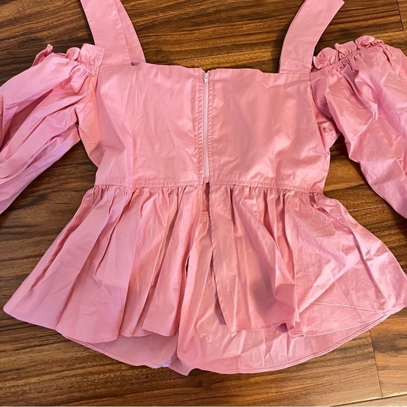 Million Colors Pink Cold Shoulder Puff Sleeve Blouse - Picture 4 of 4